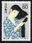 橋口五葉：髪梳ける女