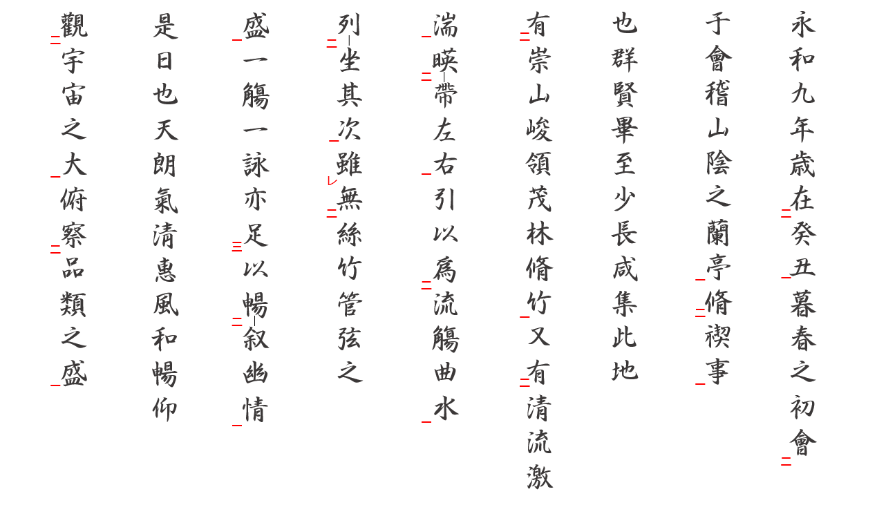 蘭亭序１：返り点