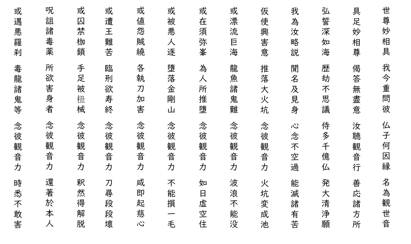 観音経10：白文